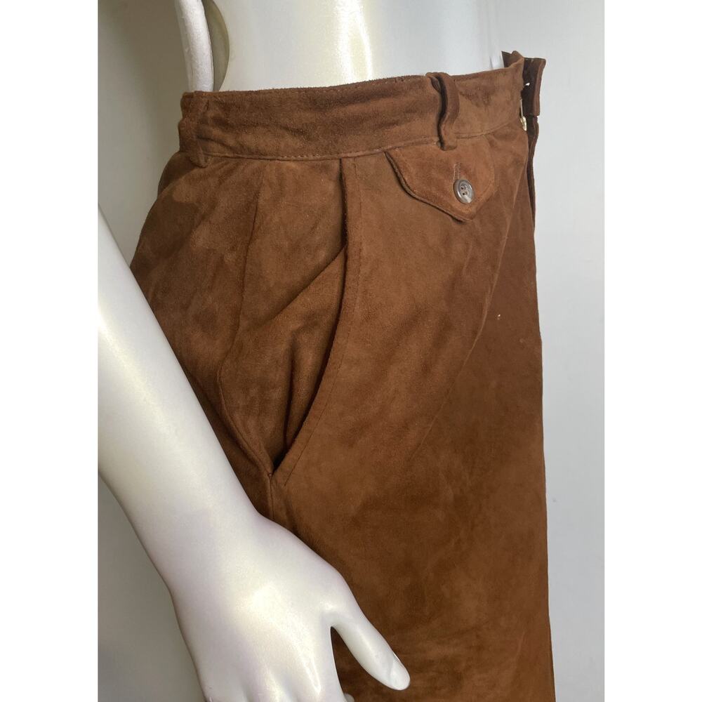 Vintage Polo Ralph Lauren Brown Suede Skirt Women's 8 Straight Pockets - Picture 8 of 12